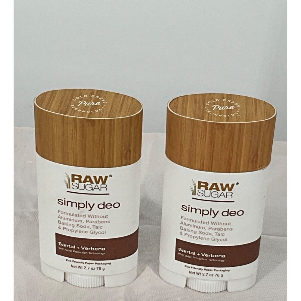 Raw Sugar‎ Set/2 Simply Deo Santal Verbena Aluminum-Free Deodorant 2.7 Oz Each
